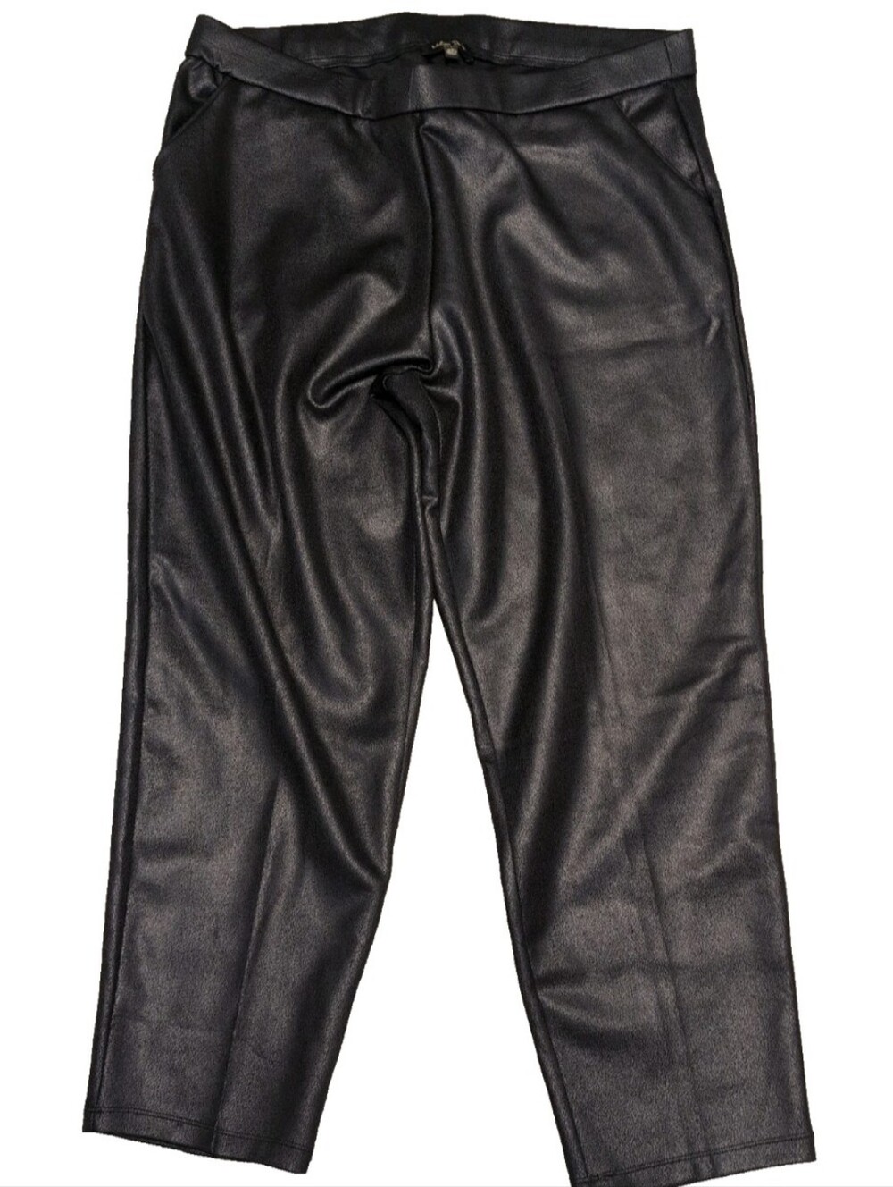 Melissa Paige Women's Size 2XL Pants Faux Leather Elastic Waist Pockets Black